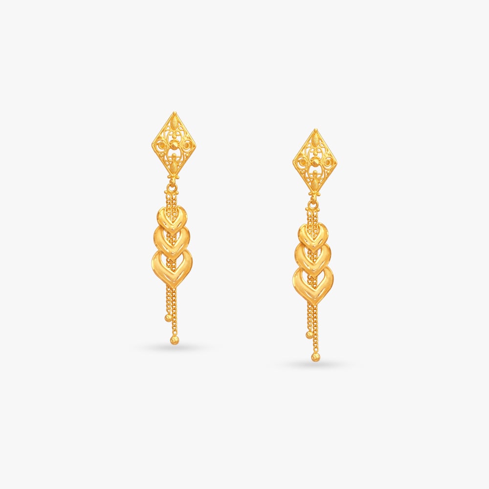 

Heartline Cascade Gold Drop Earrings