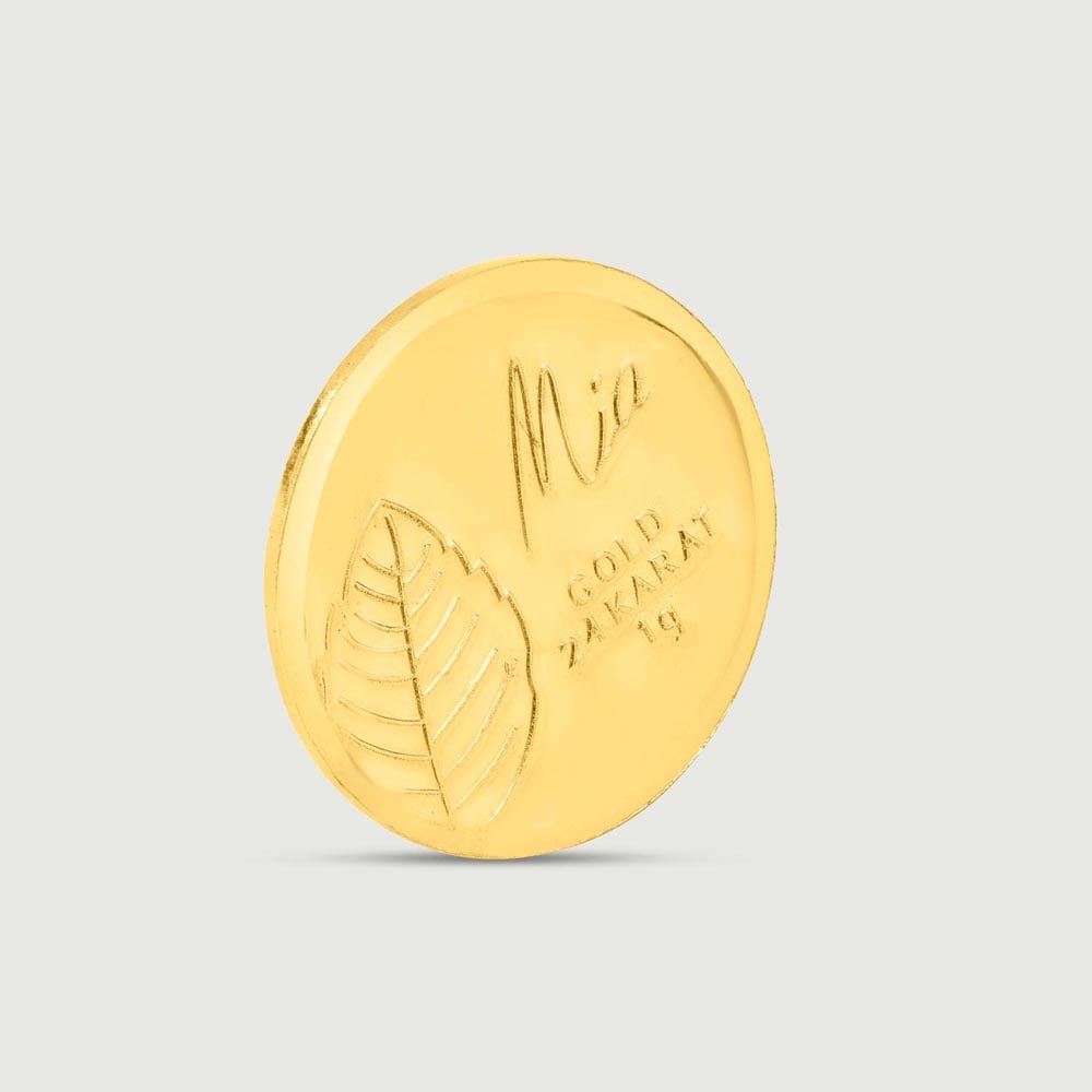 1 GM 24 Karat Tulsi Leaf Gold Coin,,hi-res image number null