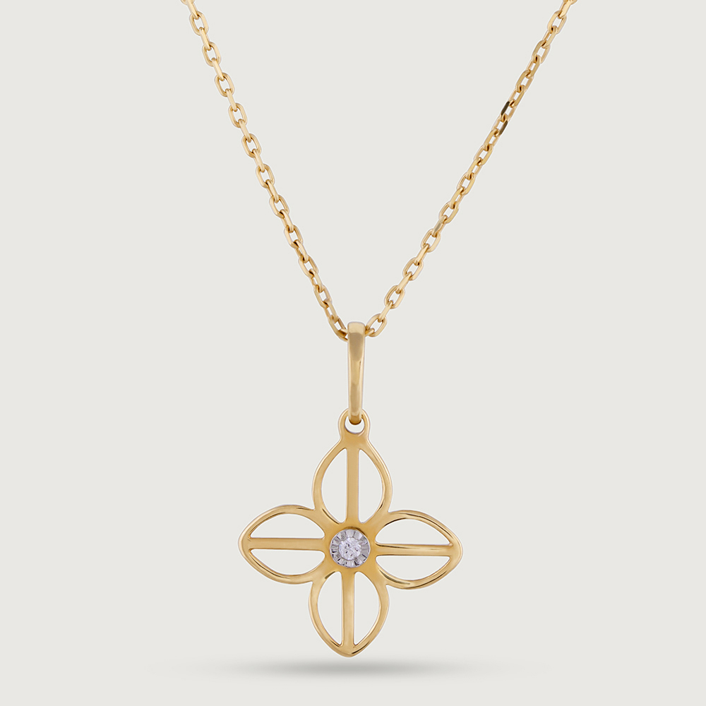Elegant Floral Gold & Diamond Pendant,,hi-res image number null