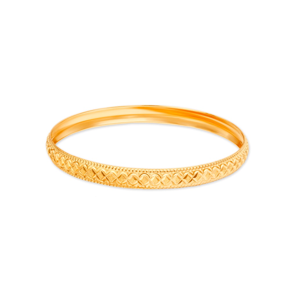 Charming Yellow Gold Square Embossed Bangles,,hi-res image number null