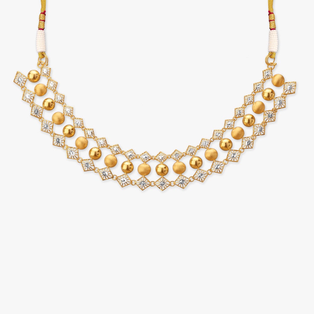 

Brushed Bead Gold Necklace Set