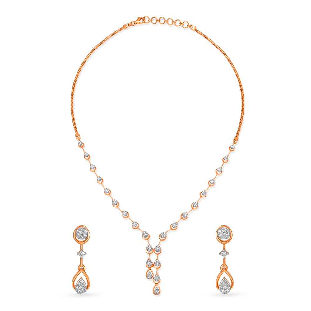 

Glistening Rose Gold and Diamond Necklace Set