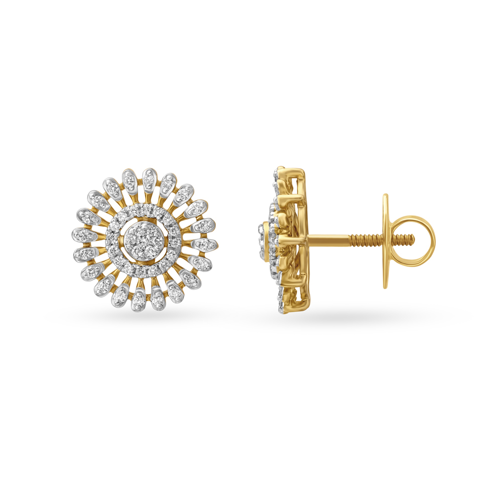 18Kt Rose Gold Plated Floral Bold Stud Earring