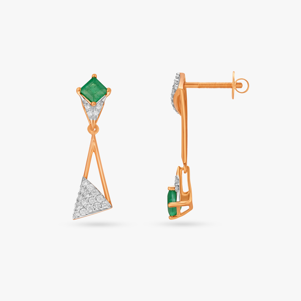 Radiant Lush Diamond and Emerald Drop Earrings,,hi-res image number null