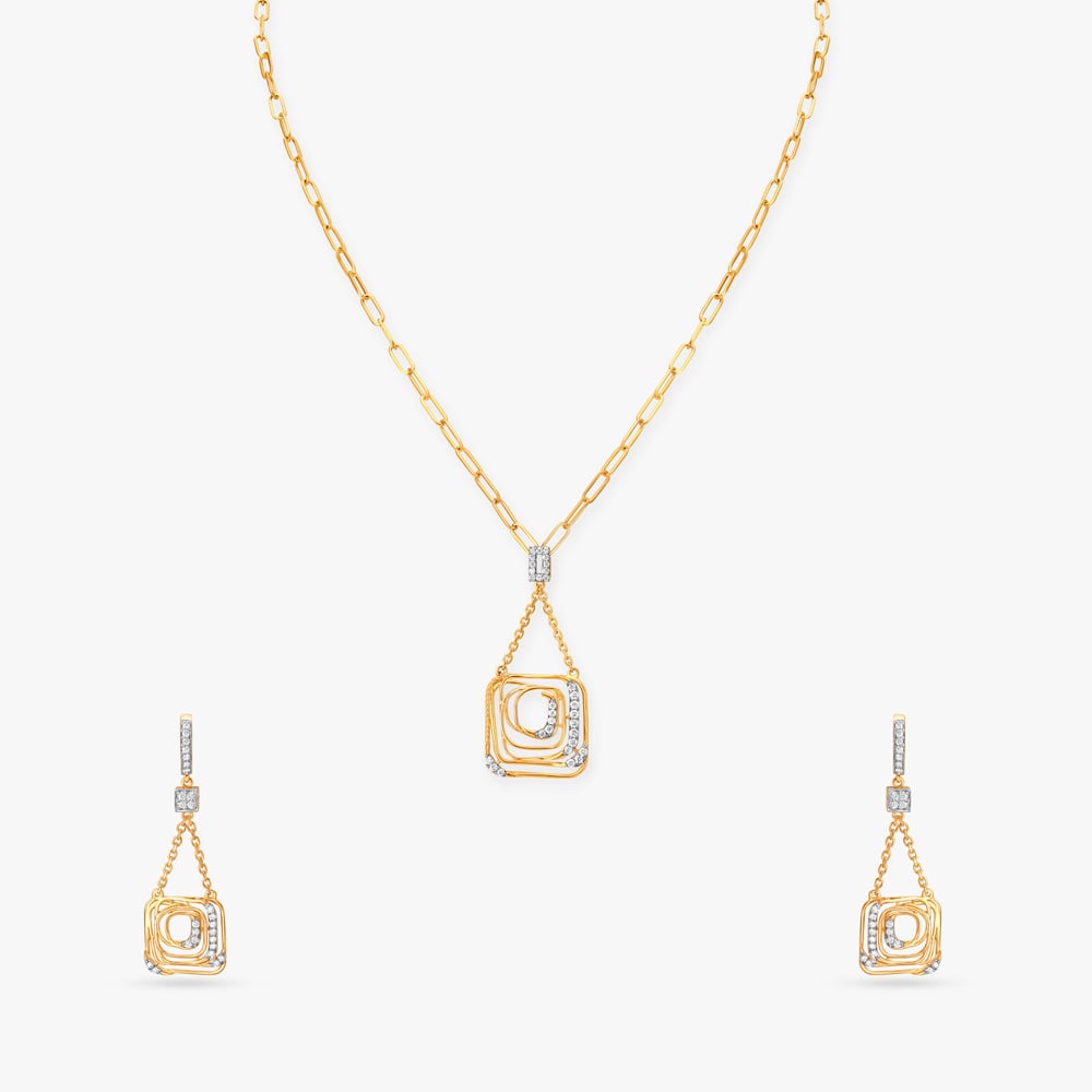An Elegant Flow Diamond Necklace Set,,hi-res image number null