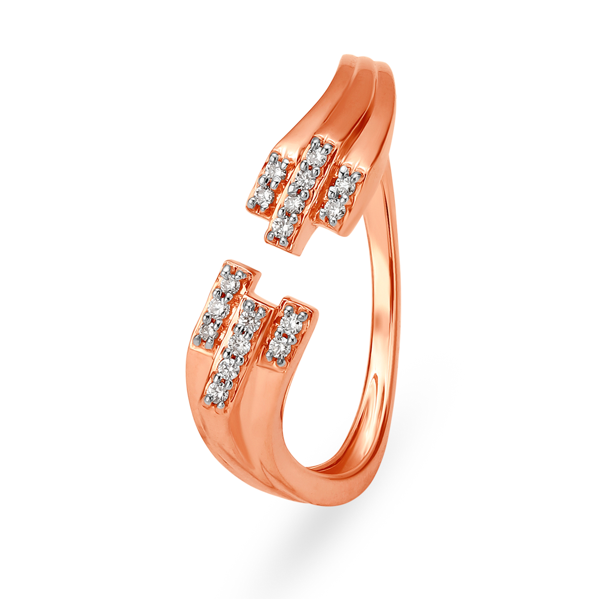 14KT Rose Gold Diamond Finger Ring,,hi-res image number null