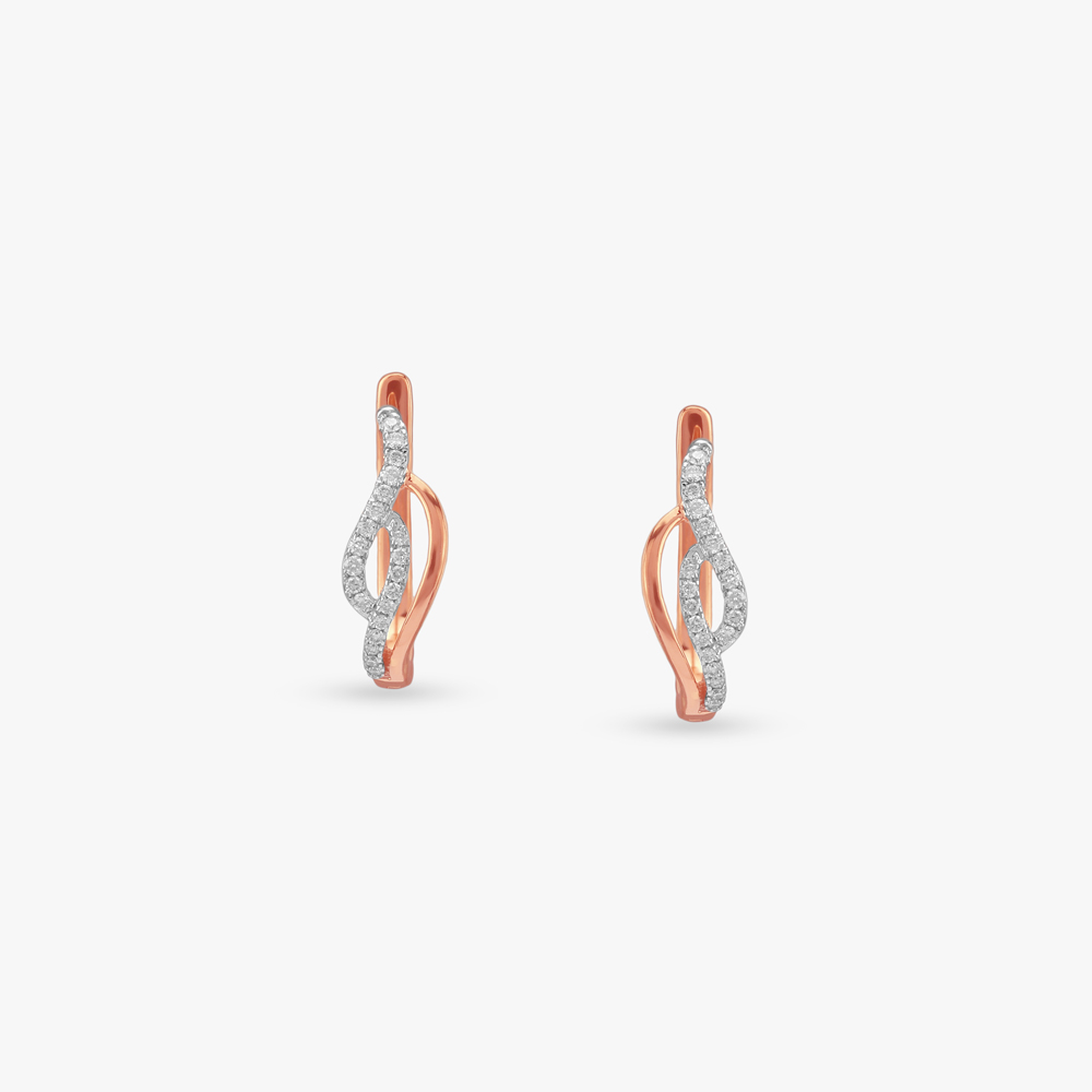 Wave Gleam Diamond Hoop Earrings,,hi-res image number null