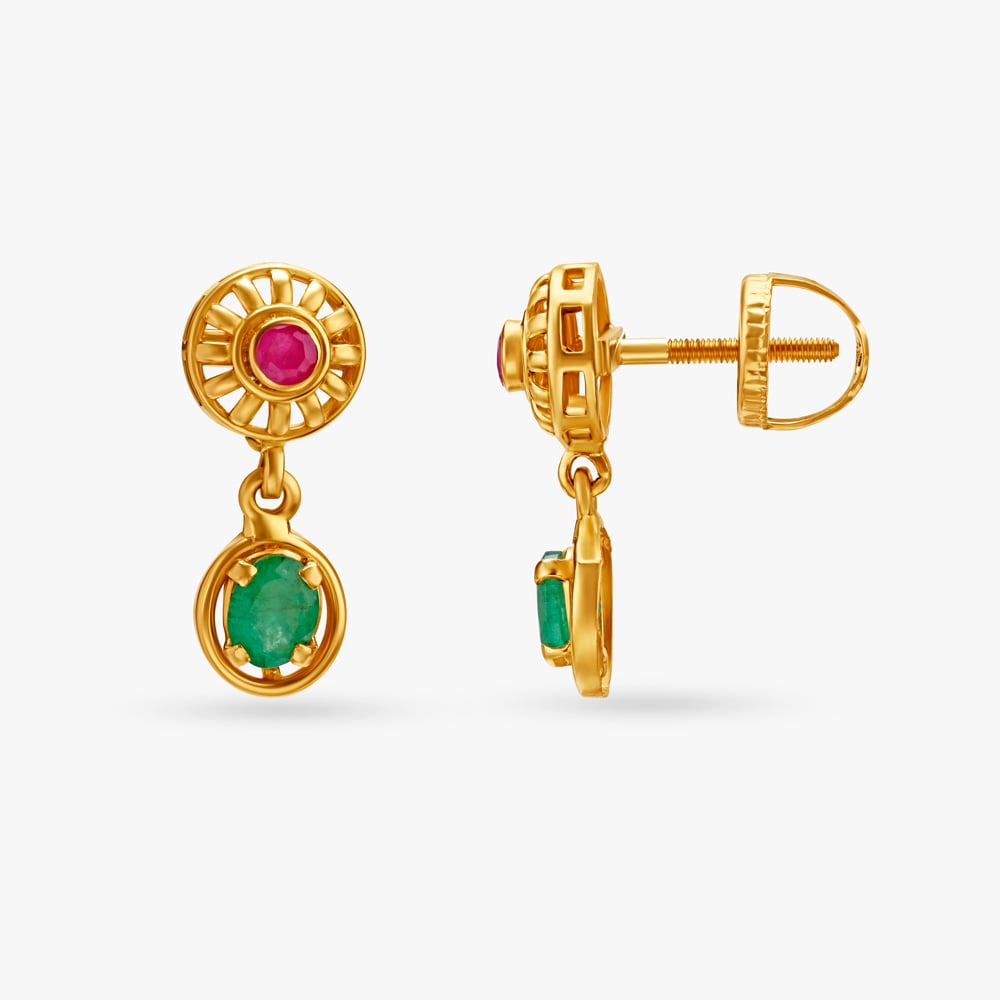 Stunning Emerald and Rubies Drop Earrings,,hi-res image number null