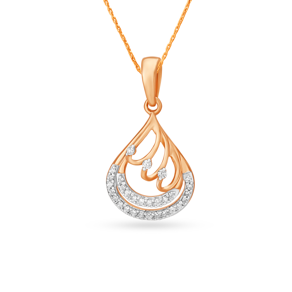 

Majestic Teardrop Shaped Rose Gold and Diamond Pendant and Earrings Set
