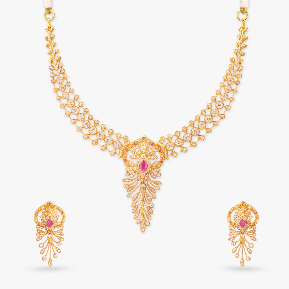 Sunlit Tassel Gold Necklace Set,,hi-res image number null