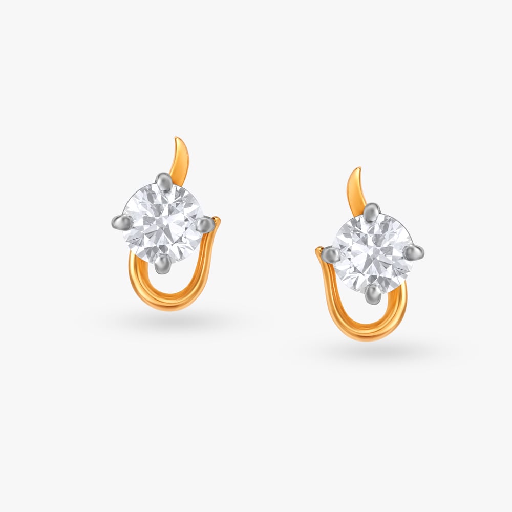 

Luminous Curve Solitaire Stud Earrings