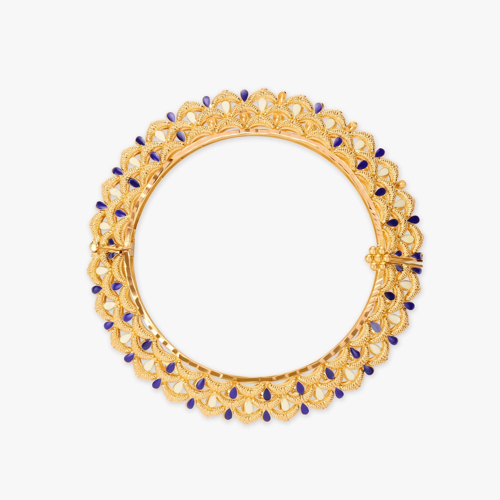 Blissful Diya Motif Gold Bangle,,hi-res image number null