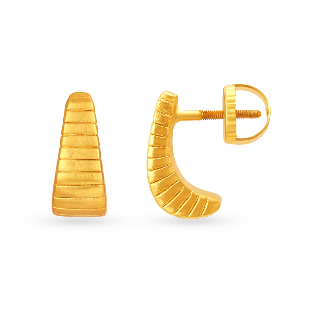 22KT Yellow Gold Bars Style Stud Earrings,,hi-res image number null