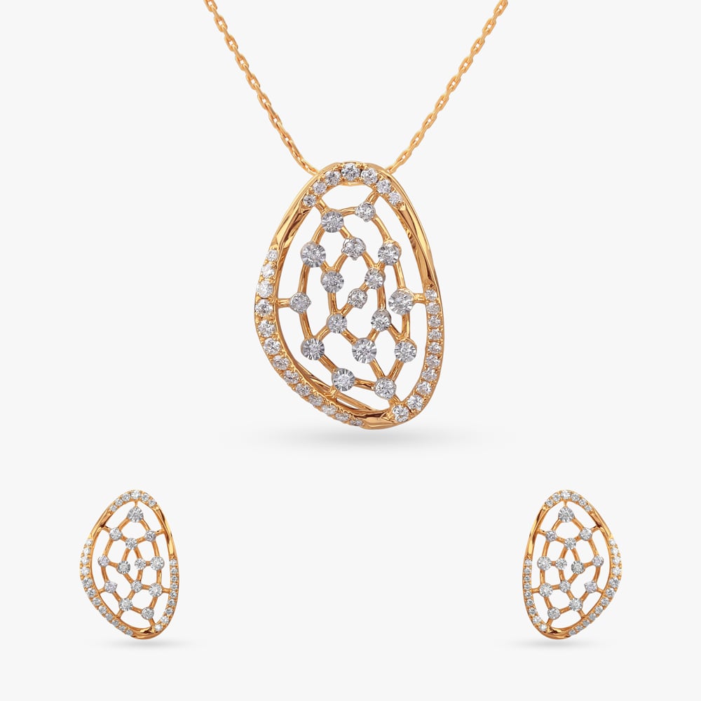 Sculpted Sparkle Diamond Pendant and Earrings Set,,hi-res image number null