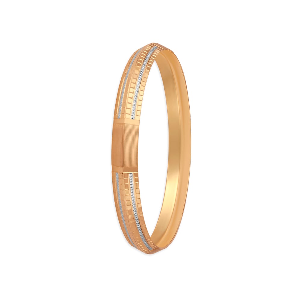 Ridged Gold and Rhodium Kada for men,,hi-res image number null