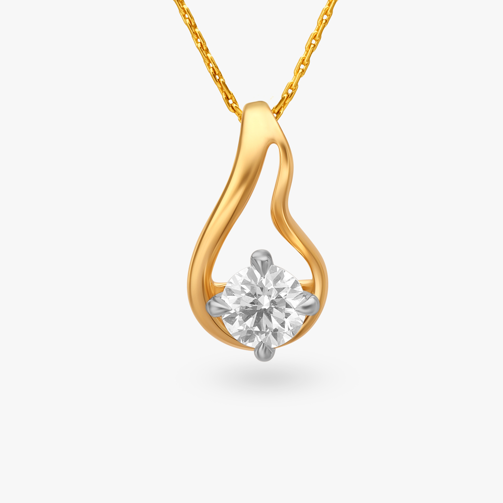 Golden Embrace Solitaire Pendant