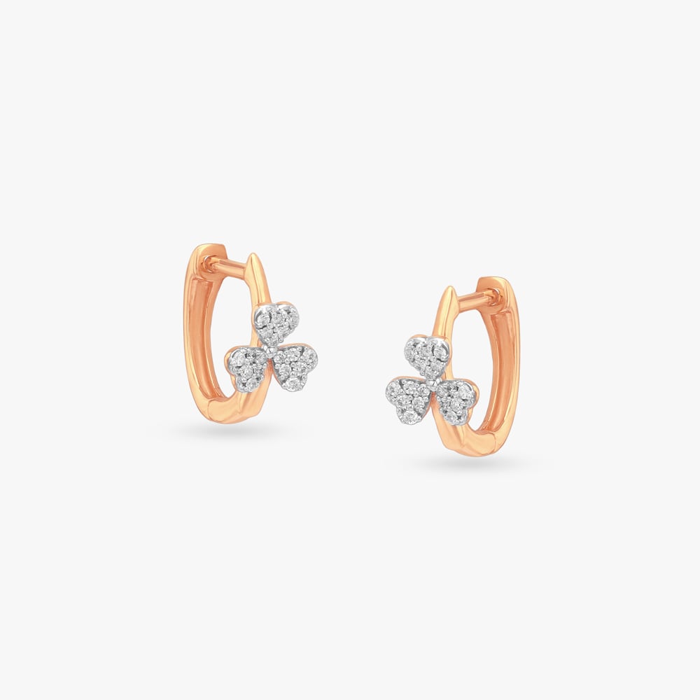 Heart Petal Diamond Hoop Earrings,,hi-res image number null