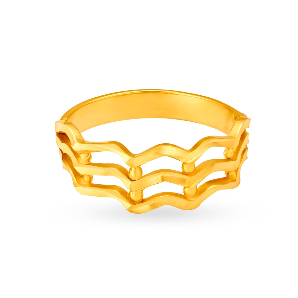 Wavy Pattern Gold Finger Ring,,hi-res image number null