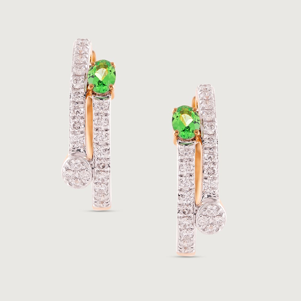 Emerald Glam Gold & Diamond Hoop Earrings,,hi-res image number null