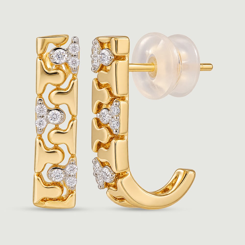 Playful Zipper Diamond Hoop Earrings,,hi-res image number null