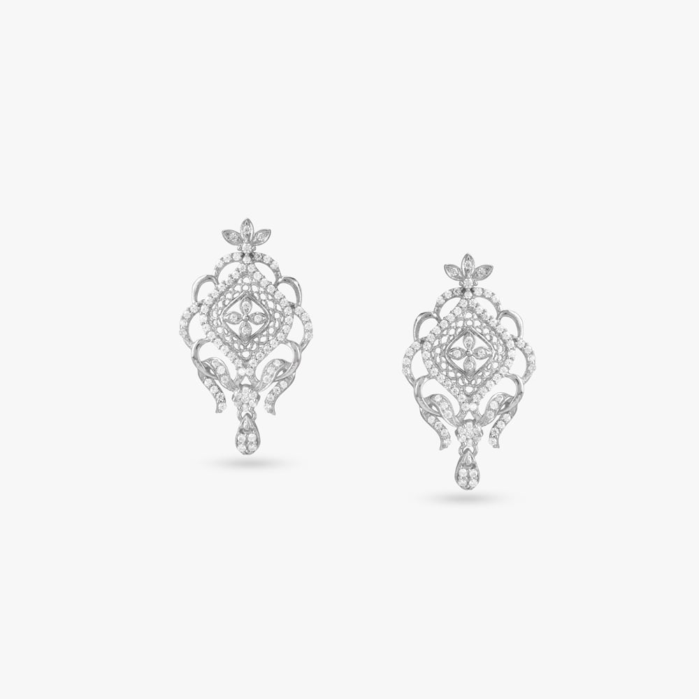 Victorian Mesh Silver Pendant with Chain and Earrings Set,,hi-res image number null