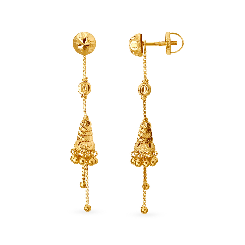 Delicate 22 Karat Yellow Gold Beaded Drops,,hi-res image number null