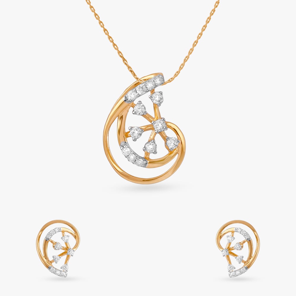 

Dreamy Arc Diamond Pendant and Earrings Set