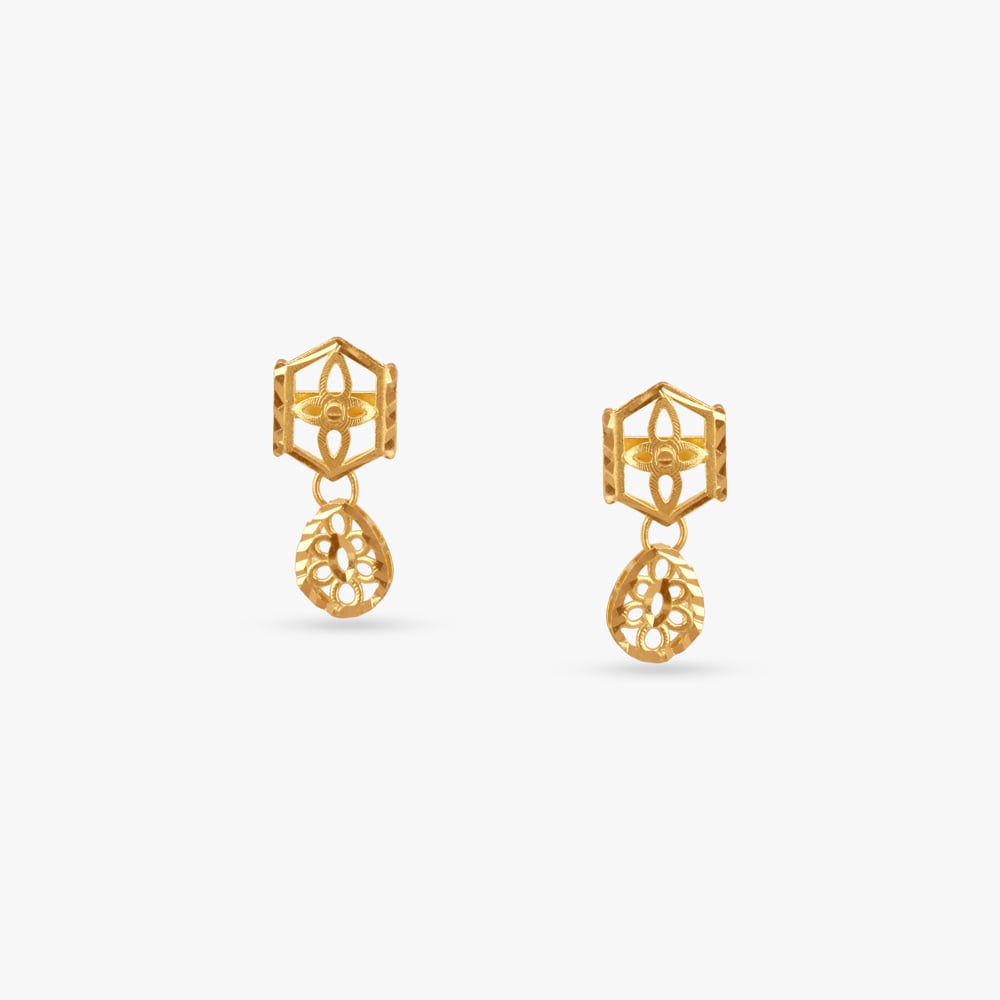 Textured Danglers Gold Necklace Set,,hi-res image number null