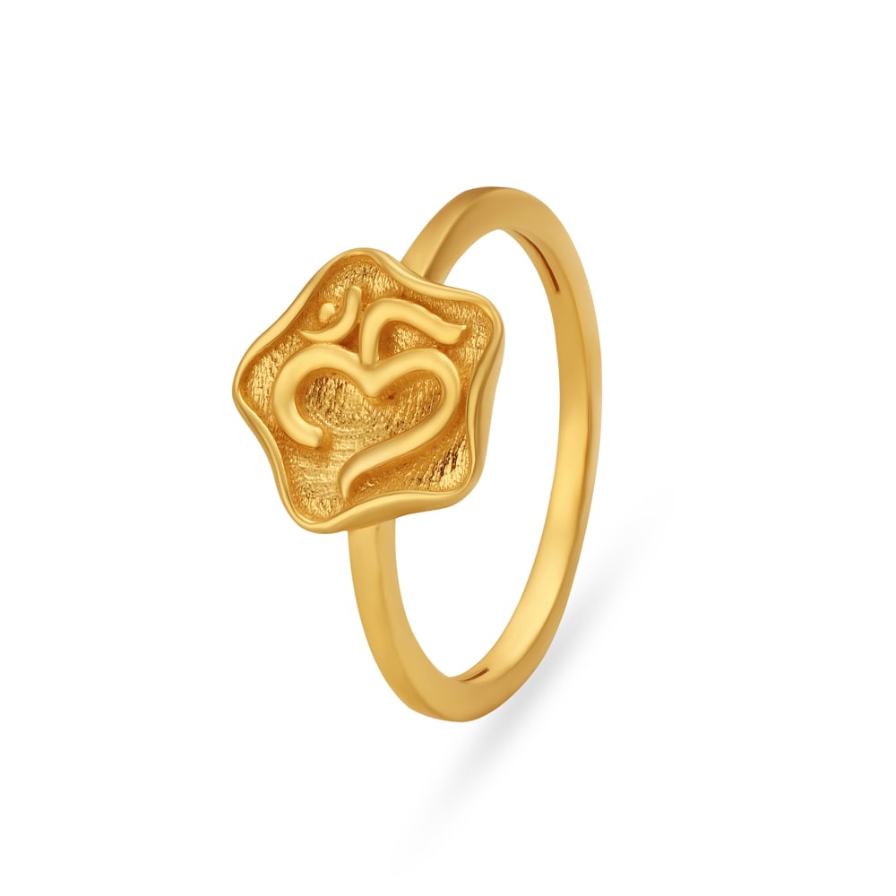 Om Carved Gold Finger Ring For Kids