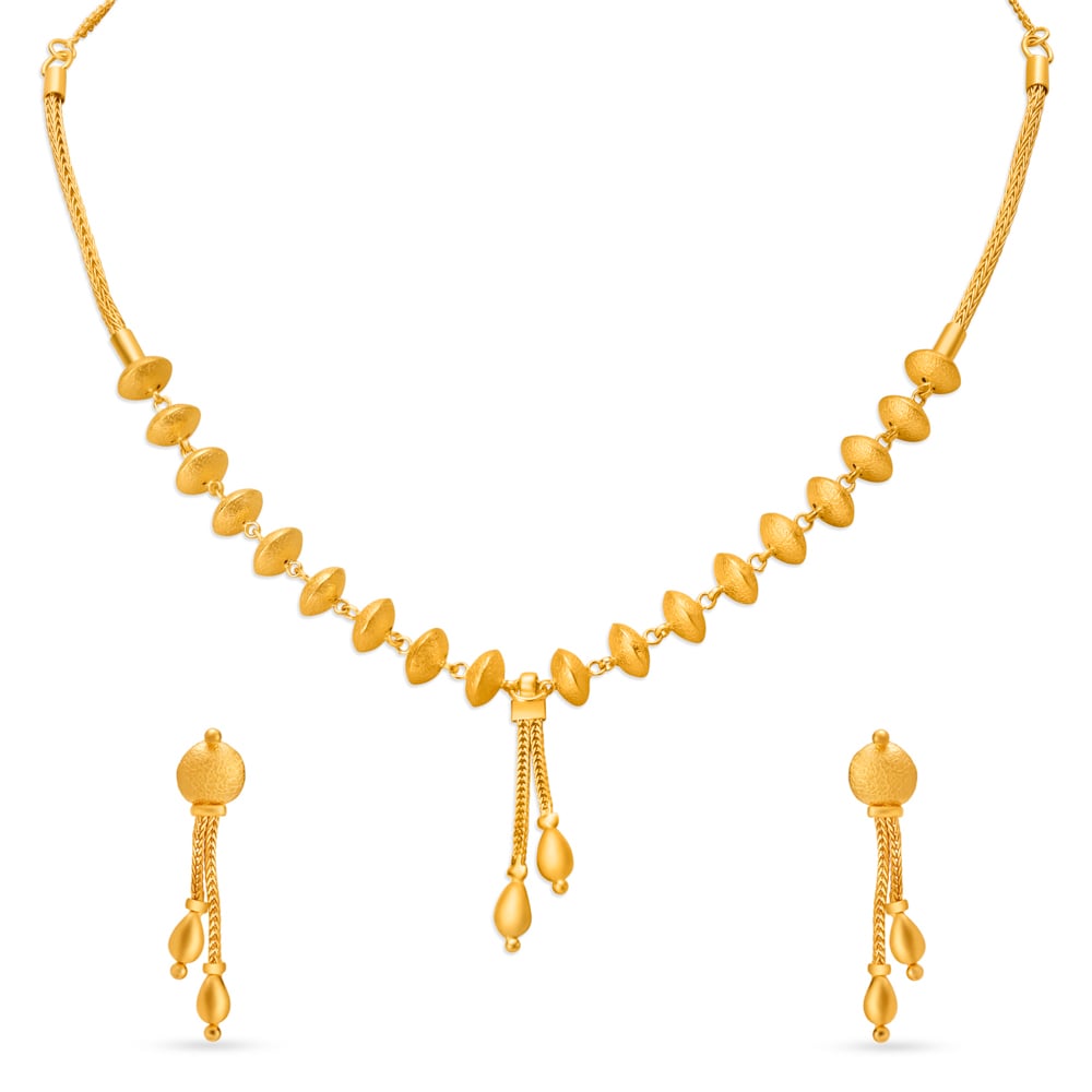 Stately Textured Gold Necklace Set,,hi-res image number null