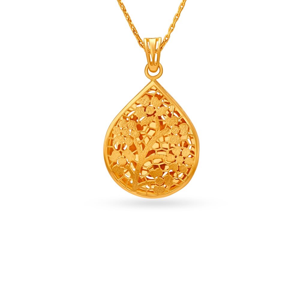 Floral Detailed Gold Pendant
