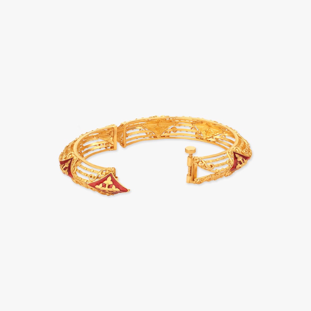 Batik Blossom Kankan Gold Bangles,,hi-res image number null