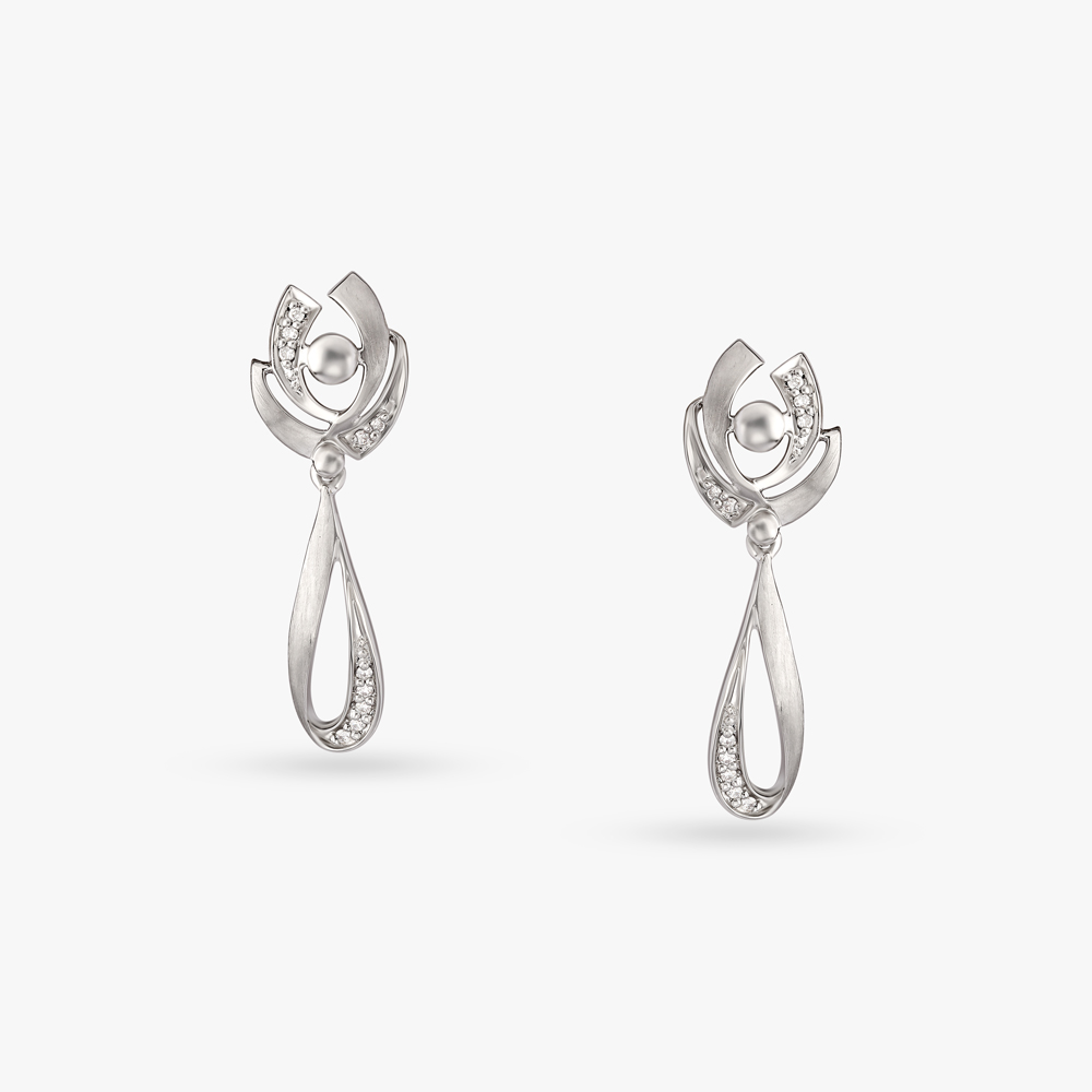 Whirlwind of Elegance Platinum Drop Earrings,,hi-res image number null