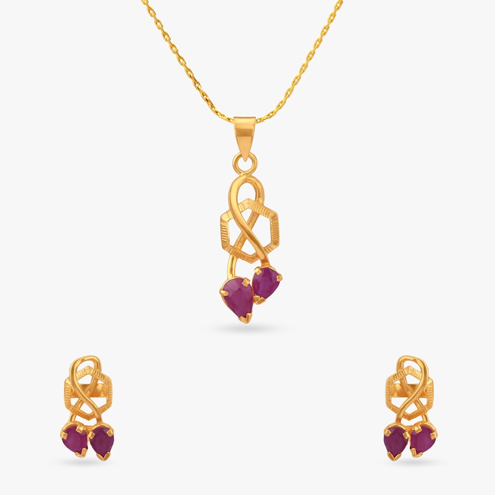 Youthful Radiant Ruby Pendant and Earrings Set,,hi-res image number null
