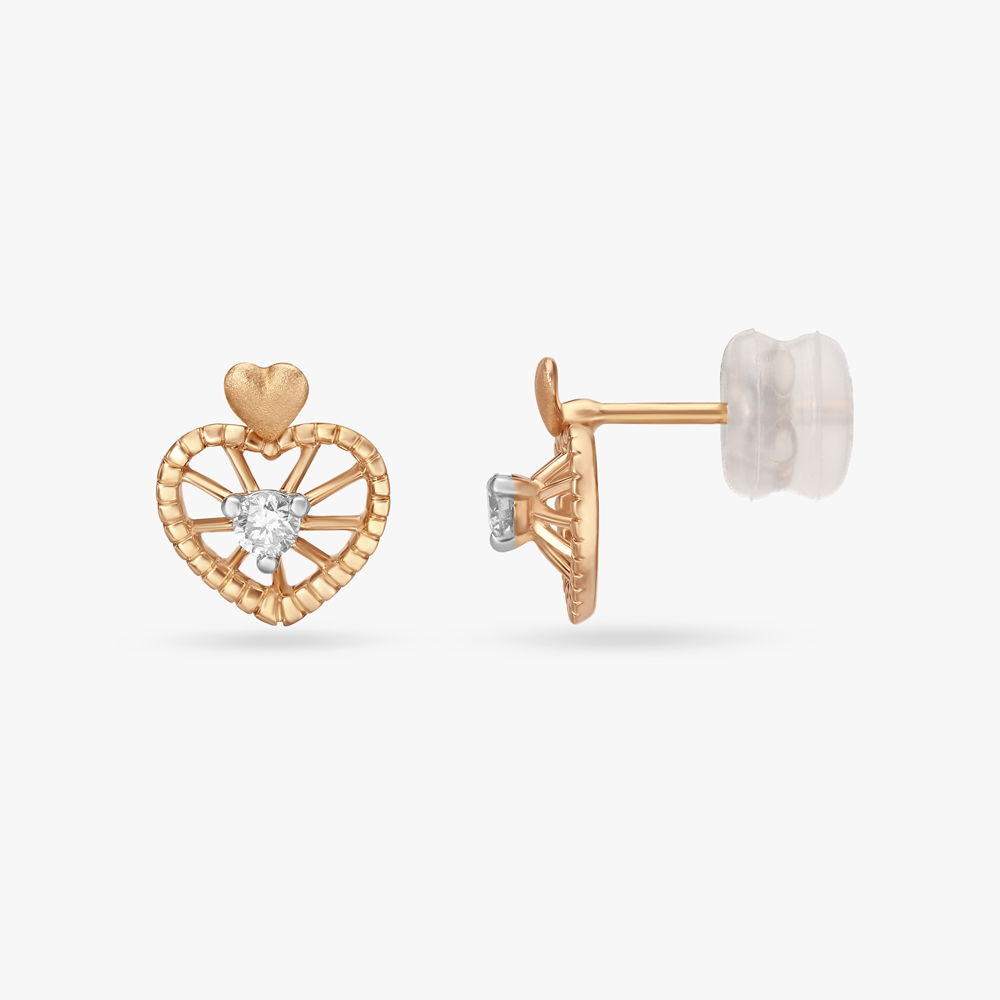 Heartbeat Harmony Gold and Diamond Stud Earrings,,hi-res image number null