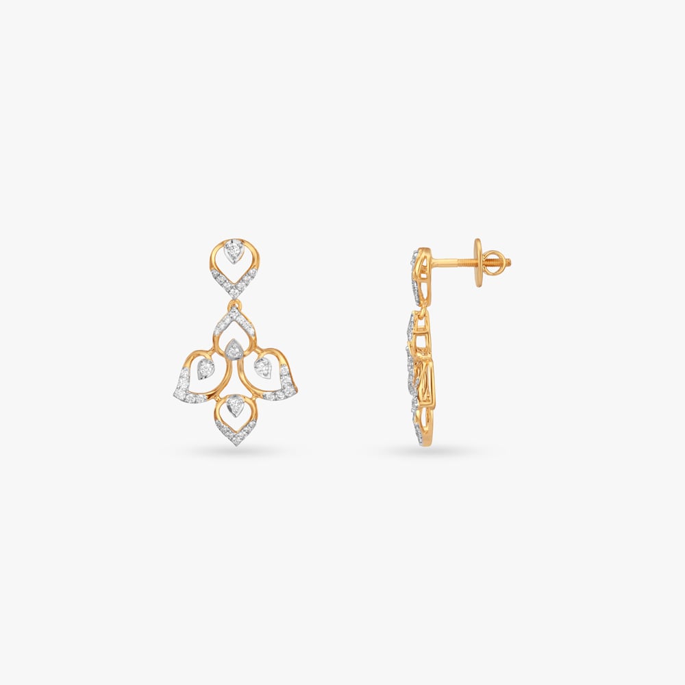 Dewlit Petal Diamond Drop Earrings,,hi-res image number null