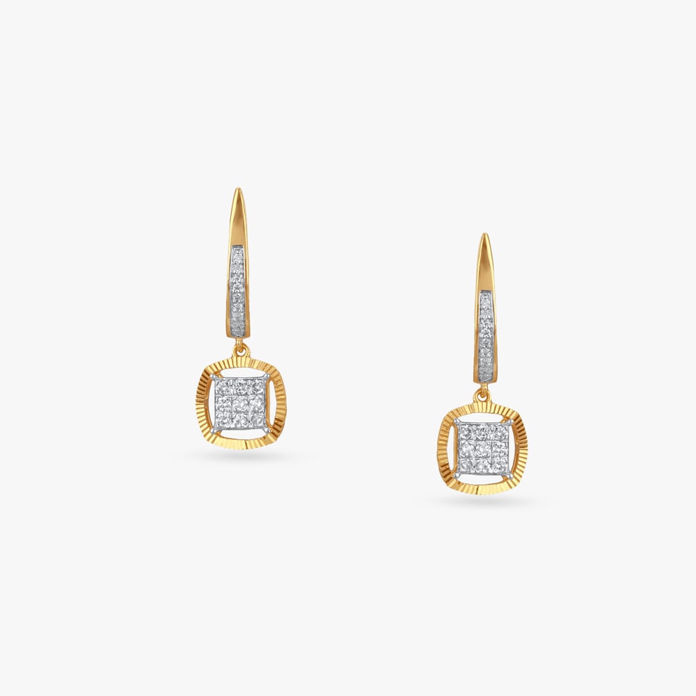 Luxe Square Diamond Hoop Earrings,,hi-res image number null