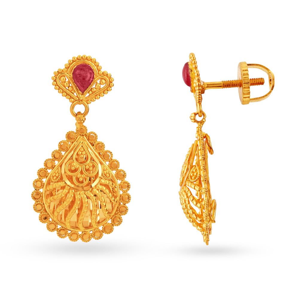 22 Karat Gold Pendant Earrings Set,,hi-res image number null