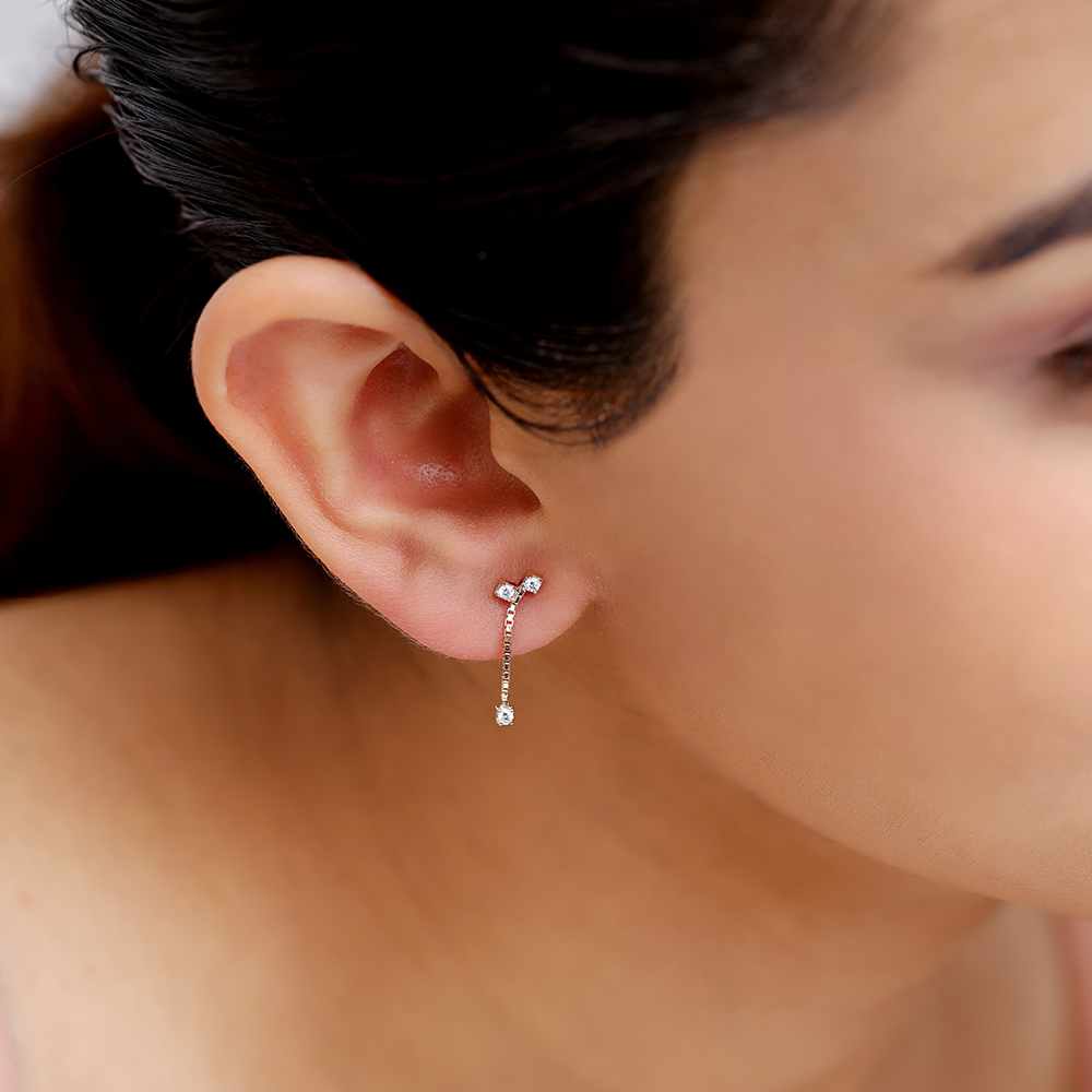 14KT Yellow Gold Linked Ice Diamond Drop Earrings,,hi-res image number null