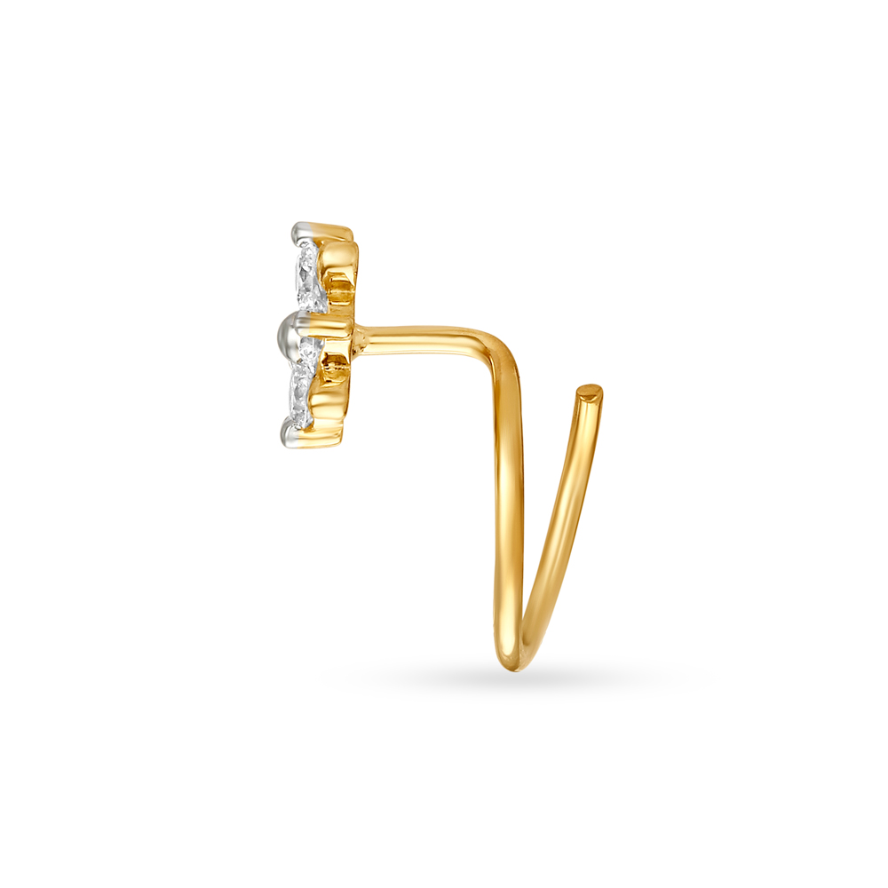 Stunning Floral Diamond Nose Pin,,hi-res image number null