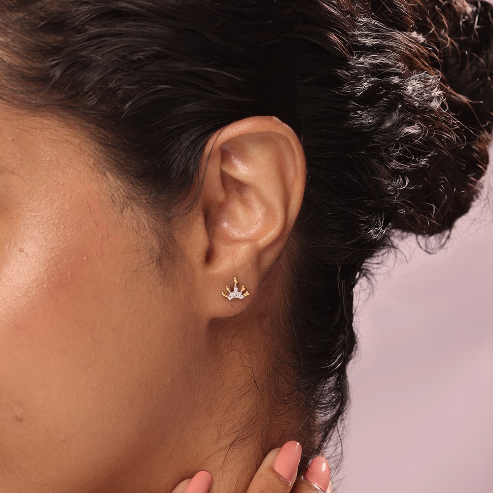 Regal Radiance 14KT Gold & Diamond Stud Earrings,,hi-res image number null