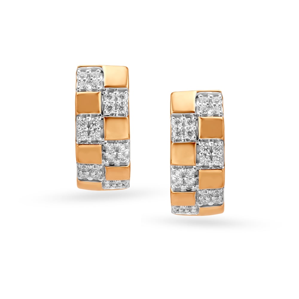 Block Diamond Hoop Earrings,,hi-res image number null