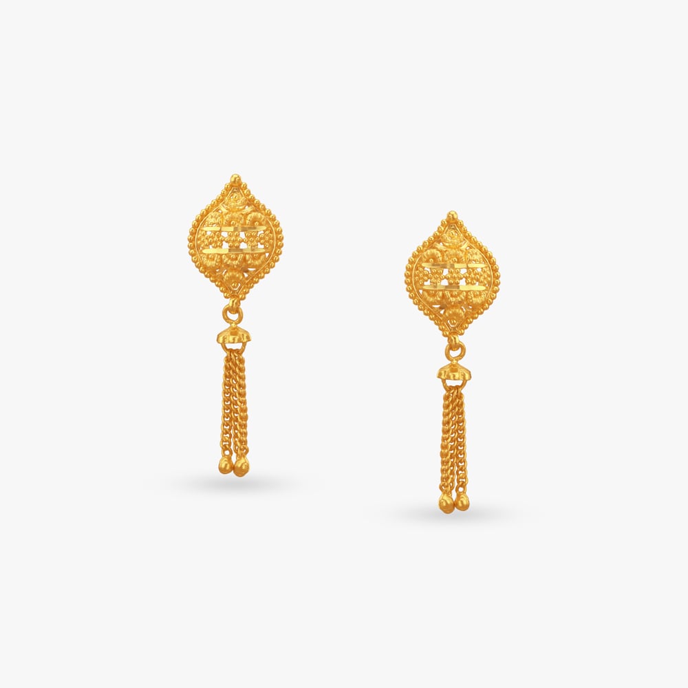 

Statement Shield Gold Drop Earrings