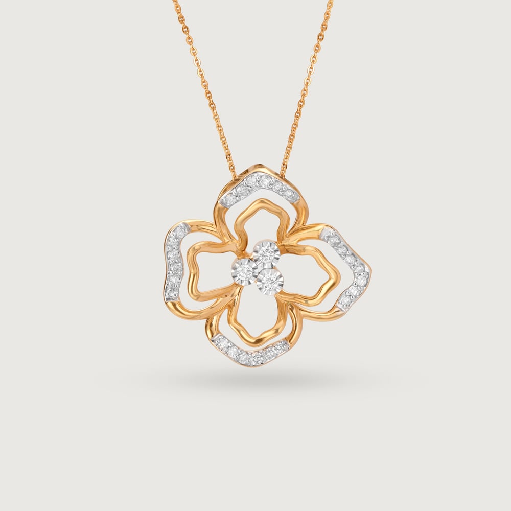 Blooming Radiance 14 Kt Gold & Diamond Pendant,,hi-res image number null
