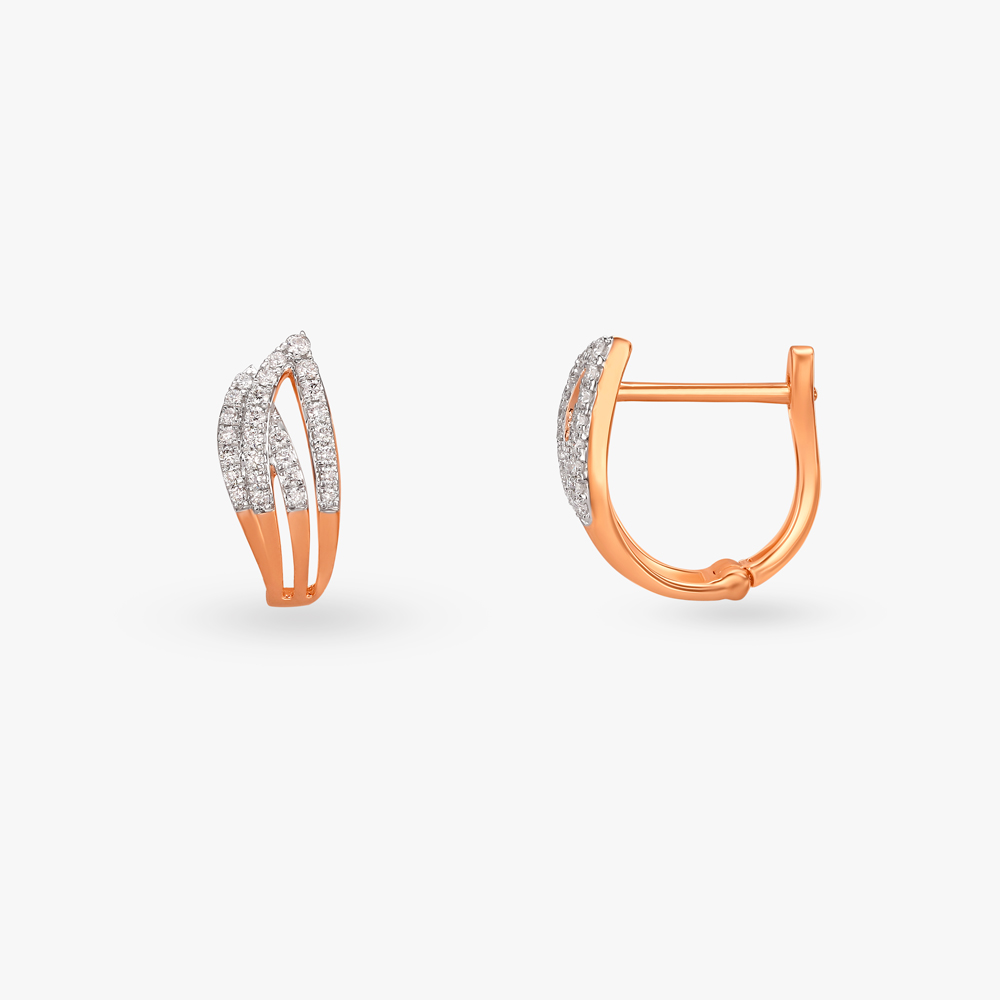 Radiant Leaf Diamond Hoop Earrings,,hi-res image number null