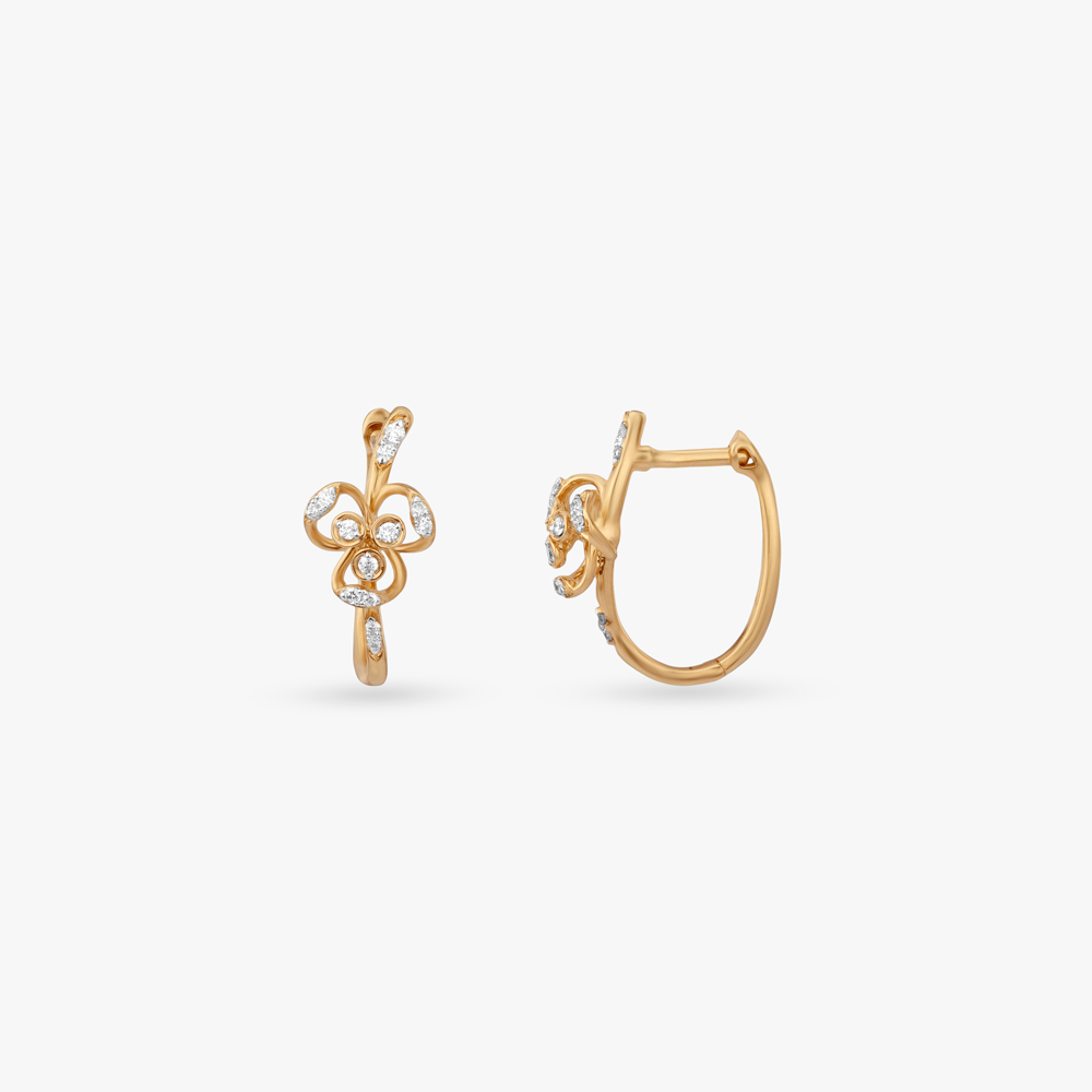 Petal Loop Diamond Hoop Earrings,,hi-res image number null