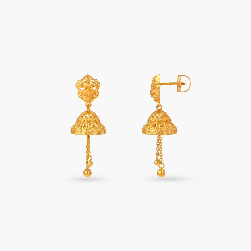 Temple Jhumka Gold Earrings,,hi-res image number null