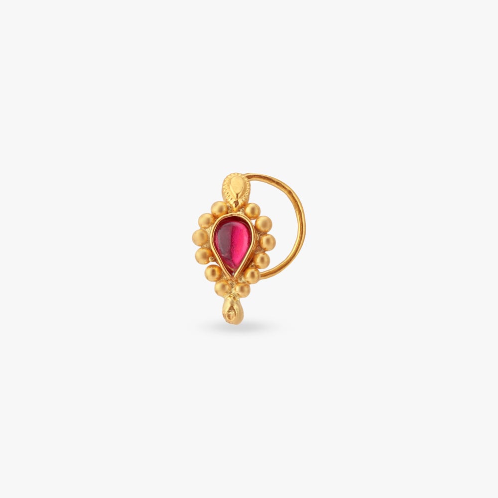 

Crimson Radiance Gold Nose Pin