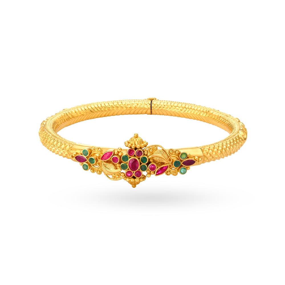 Tanishq 22KT Gold Ruby and Emerald Bangle 45 x 55 mm in Tirupati at best  price by Kpc Old Gold Purchase Store - Justdial