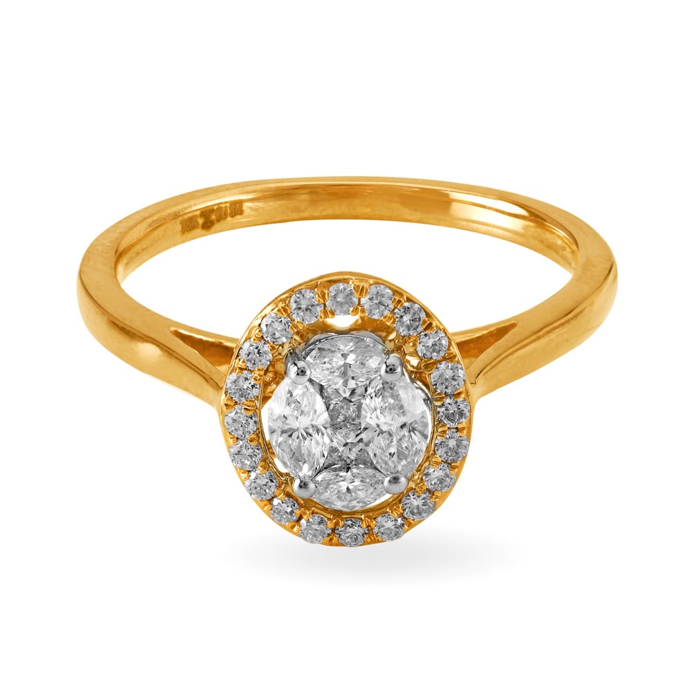 Oval Cluster Diamond and Rose Gold Ring,,hi-res image number null